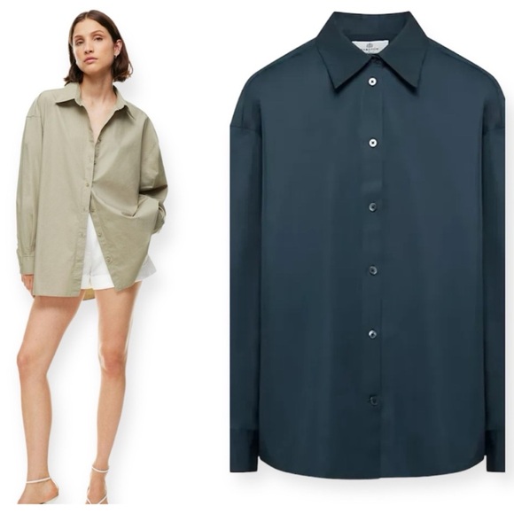 Aritzia Tops - Aritzia Babaton Essential Oversized Button Down Shirt Black size Small